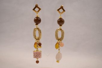 Alternative view of Orecchini Lucilla marrone-rosa