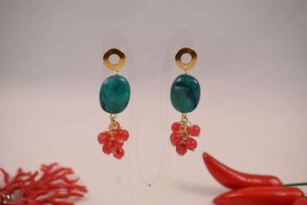 Orecchini Bice verde-rosso